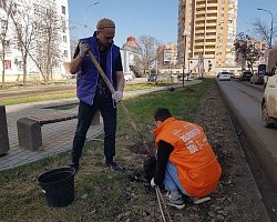 Волонтёры колледжа приняли участие в озеленении аллеи по улице В. Барсовой